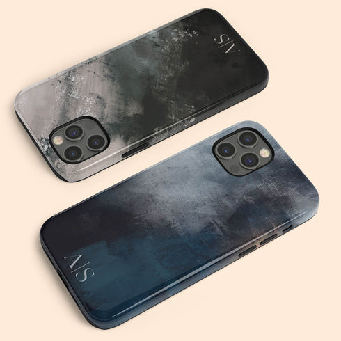 Dark Abstract Oil Paint Custom Initials iPhone Case
